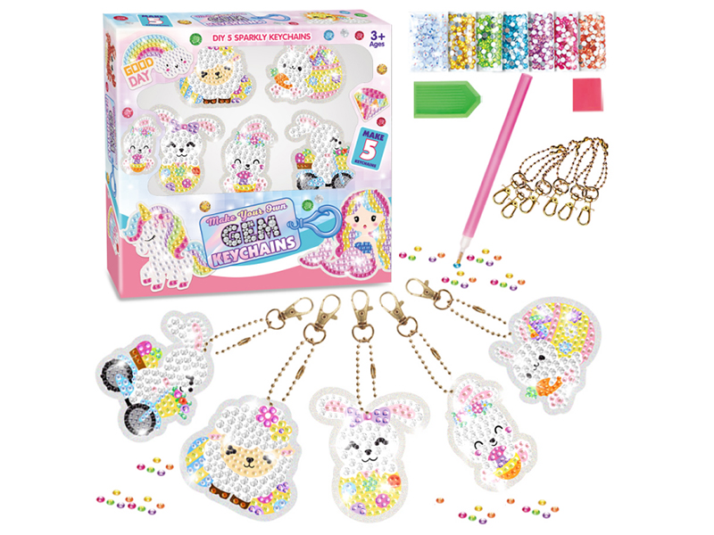 DIY Rabbit Diamond Painting Keychains Set