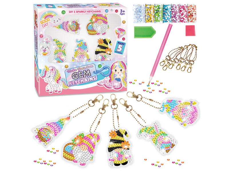 DIY Gnome Diamond Painting Keychains Set