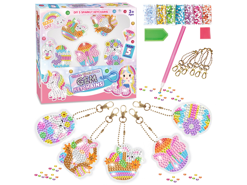 DIY 5 Diamond Painting Keychains Set