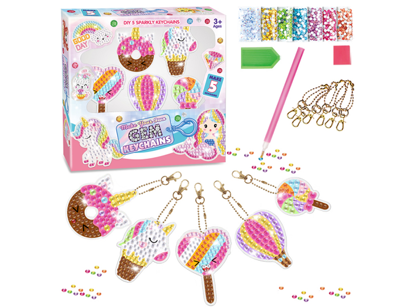 DIY Doughnut Diamond Painting Keychains Set