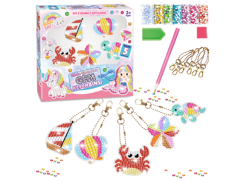 DIY 5 Diamond Painting Keychains Set