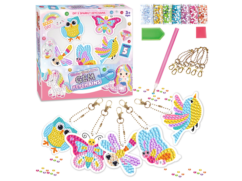 DIY 5 Diamond Painting Keychains Set