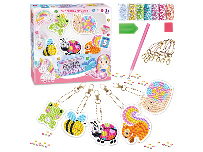 DIY 5 Diamond Painting Keychains Set