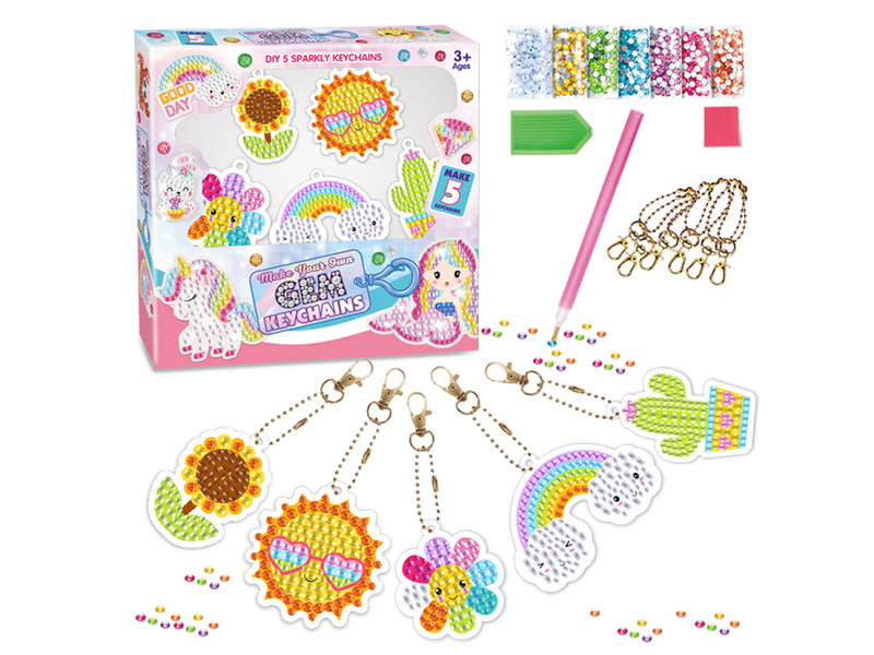 DIY 5 Diamond Painting Keychains Set