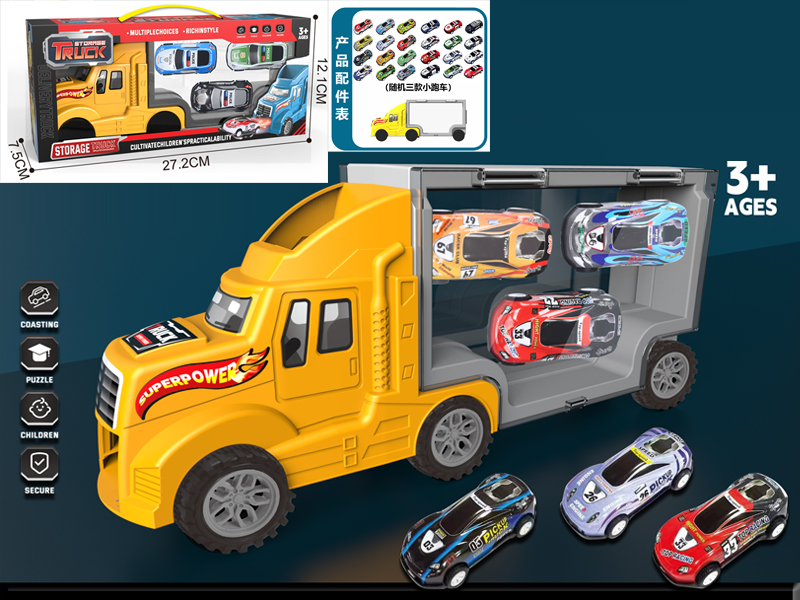 American Trailer Slide Storage Vehicle +Pull Back Iron Sheet Sports Car