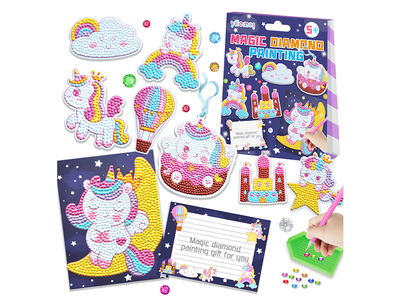 DIY Unicorn Diamond Painting Bookmarked Greeting Card Set