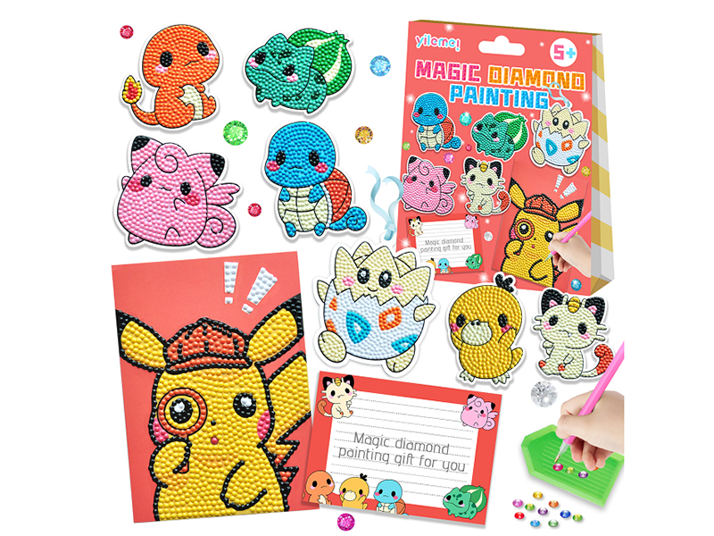 DIY Pokemon Diamond Painting Bookmarked Greeting Card Set