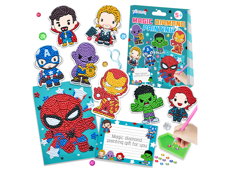 DIY Avenger Dinosaur Diamond Painting Bookmarked Greeting Card Set