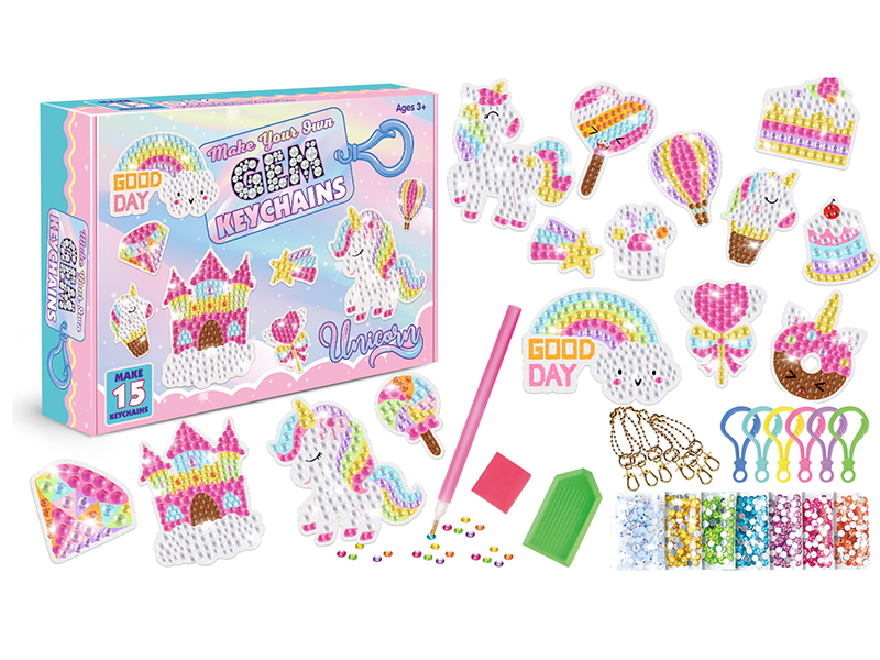 DIY Diamond Painting Unicorn Keychains Set
