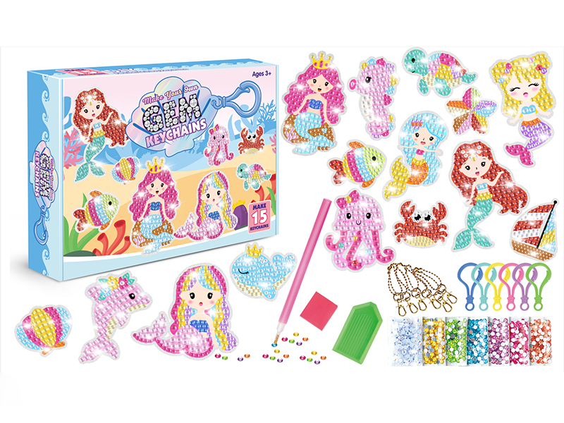 DIY Diamond Painting Mermaid Keychains Set