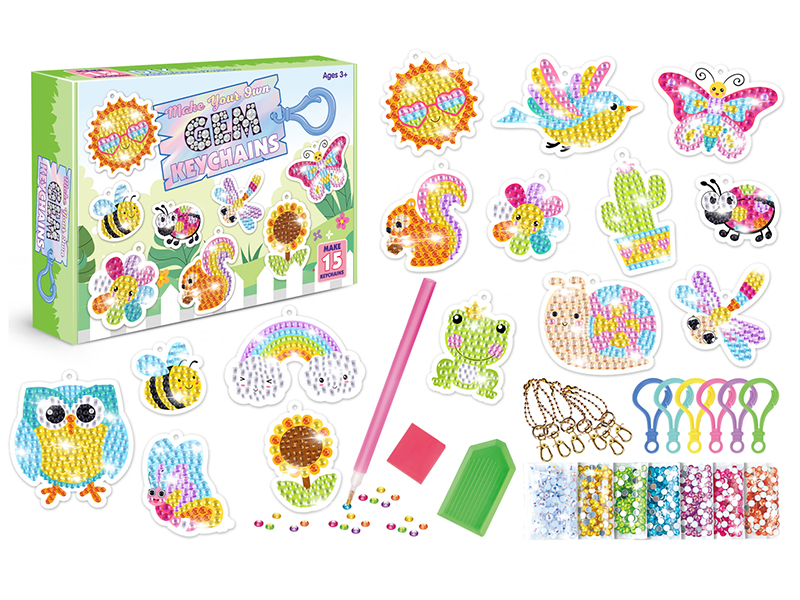 DIY Garden Theme Diamond Painting Keychains Set