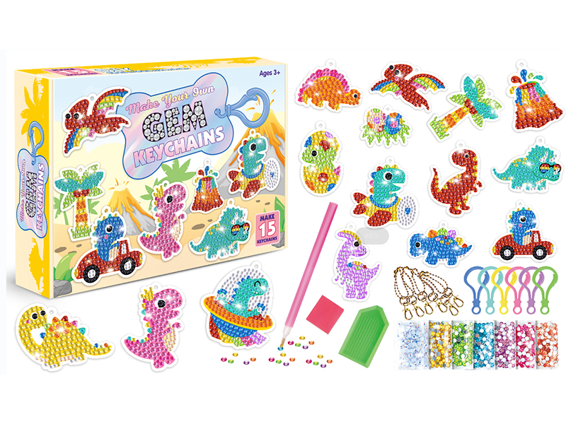 DIY Diamond Painting Dinosaur Keychains Set