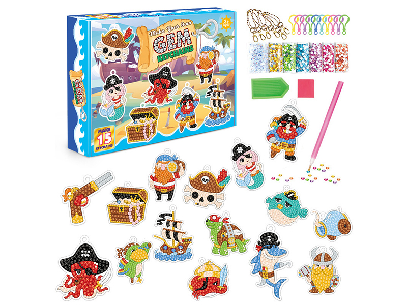 DIY Diamond Painting Pirate Keychains Set