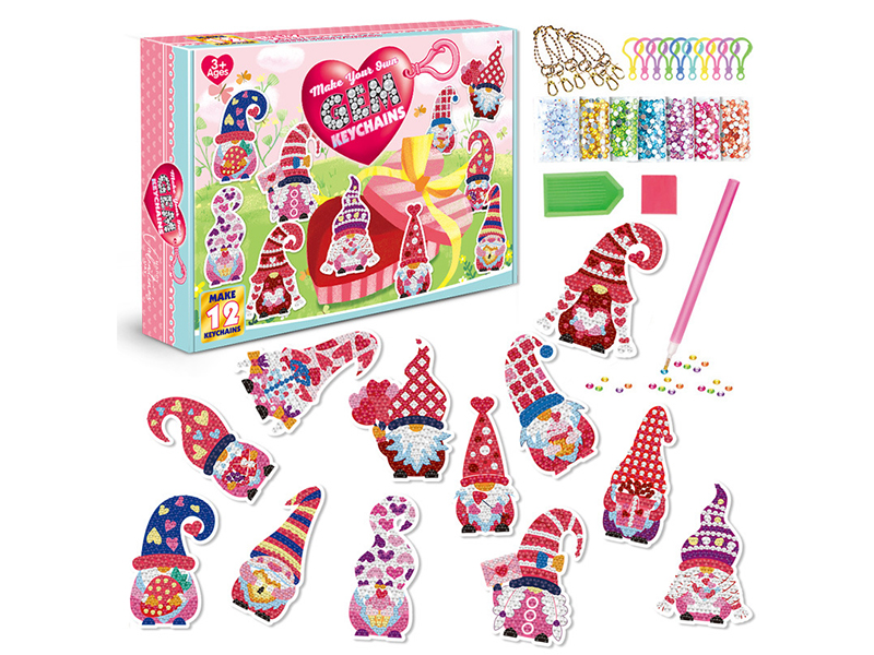 DIY Diamond Painting Gnome Keychains Set