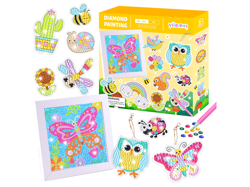 DIY Butterfly Theme Diamond Painting Set(Picture Frame + Sticker + Keychains)