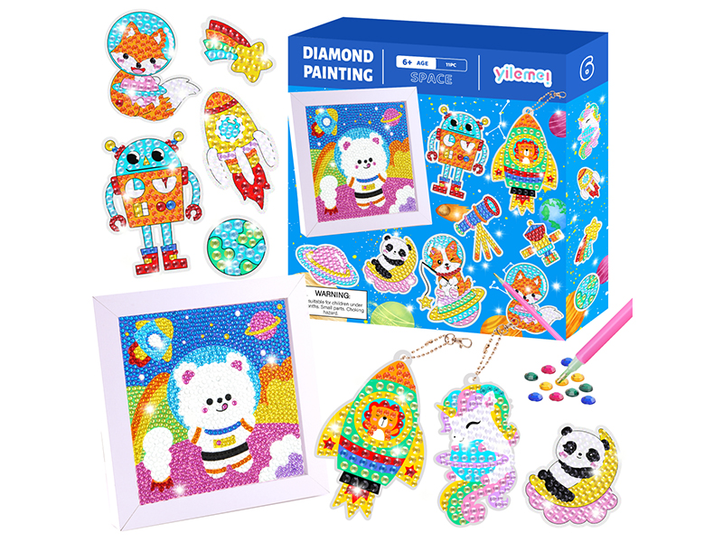 DIY White Bear Diamond Painting Set(Picture Frame + Sticker + Keychains)