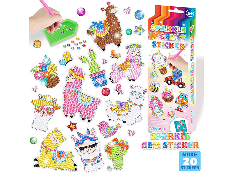 DIY Sparkle Gem Sticker - Alpaca Series