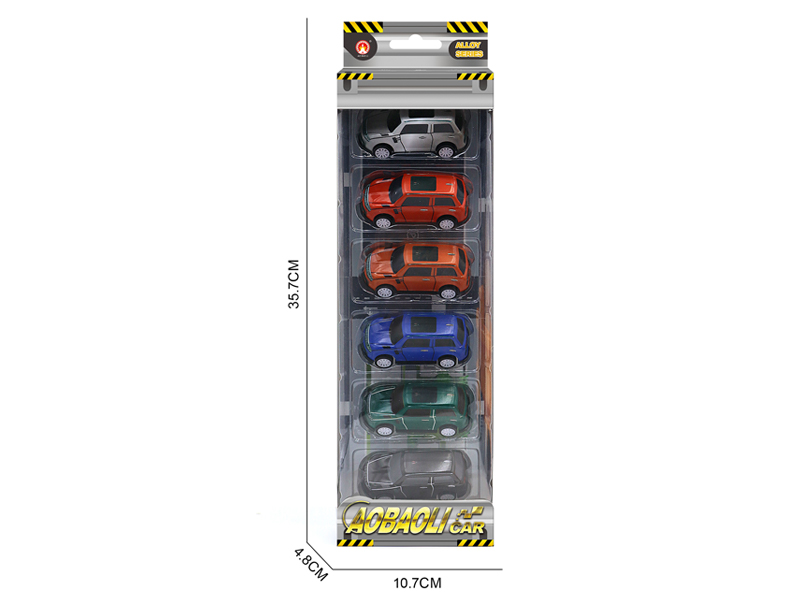 6PCS 7.5CM PUll Back Alloy Car