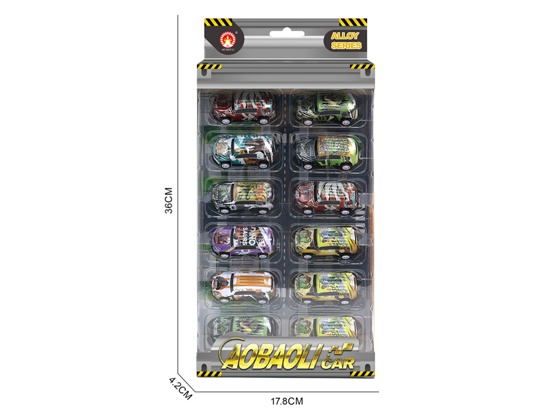 6PCS 6.8CM PUll Back Alloy Car