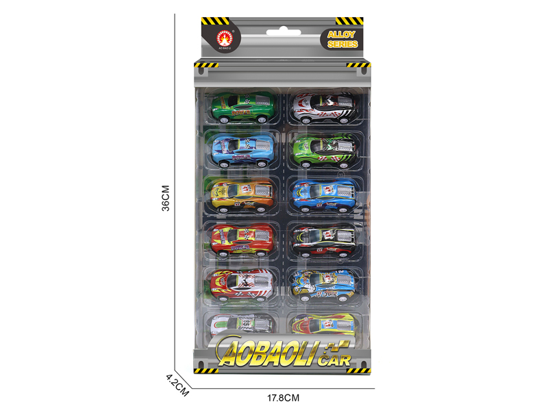 6PCS 6.8CM PUll Back Alloy Car