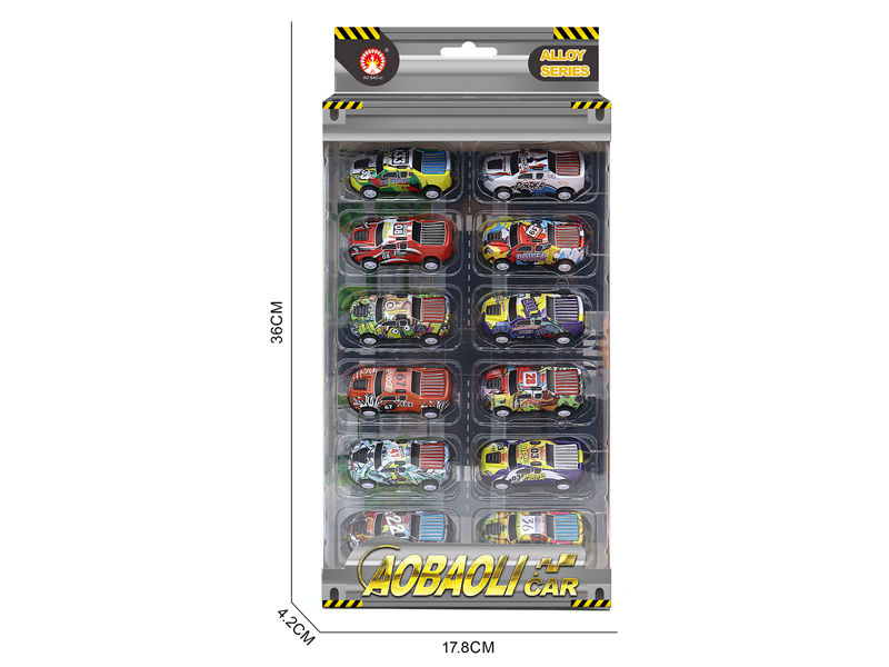 6PCS 6.8CM PUll Back Alloy Car