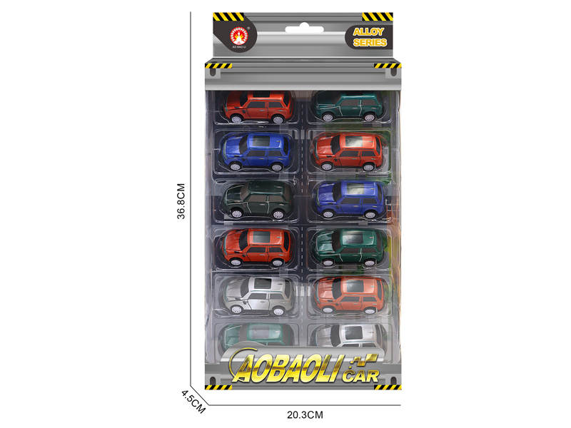 12PCS 7.5CM PUll Back Alloy Car