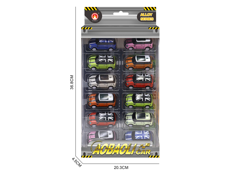 12PCS 7.5CM PUll Back Alloy Car