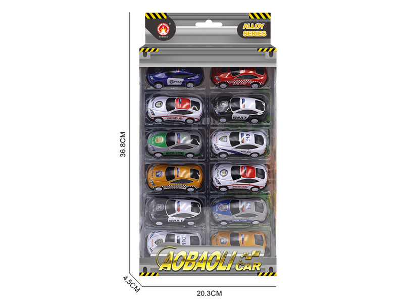 12PCS 8.6CM PUll Back Alloy Car