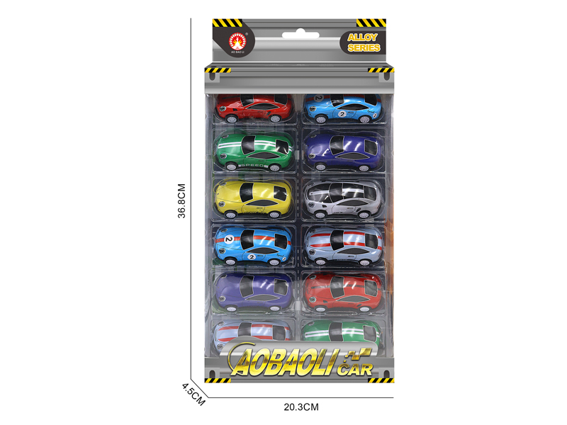 12PCS 8.6CM PUll Back Alloy Car