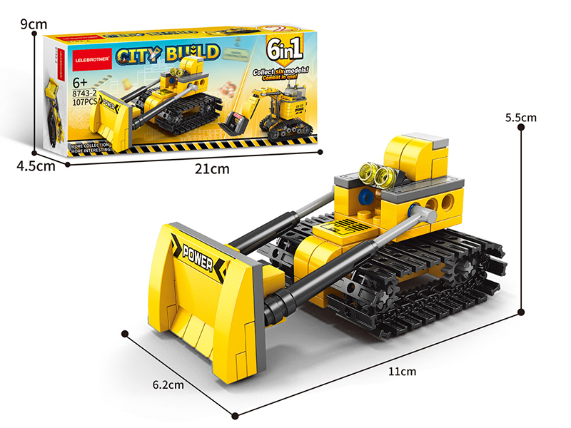 Crawler Bulldozer Small Particles Building Blocks 107PCS