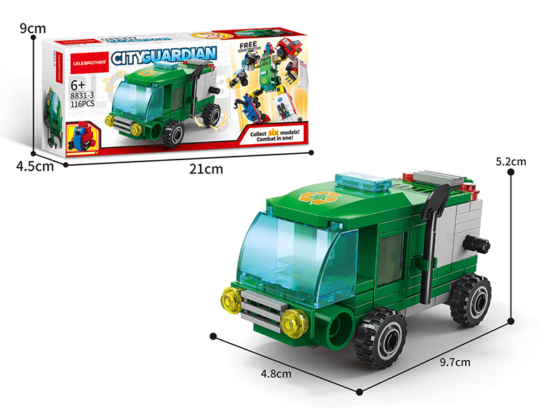 Sanitation Truck Small Particles Building Blocks 116PCS