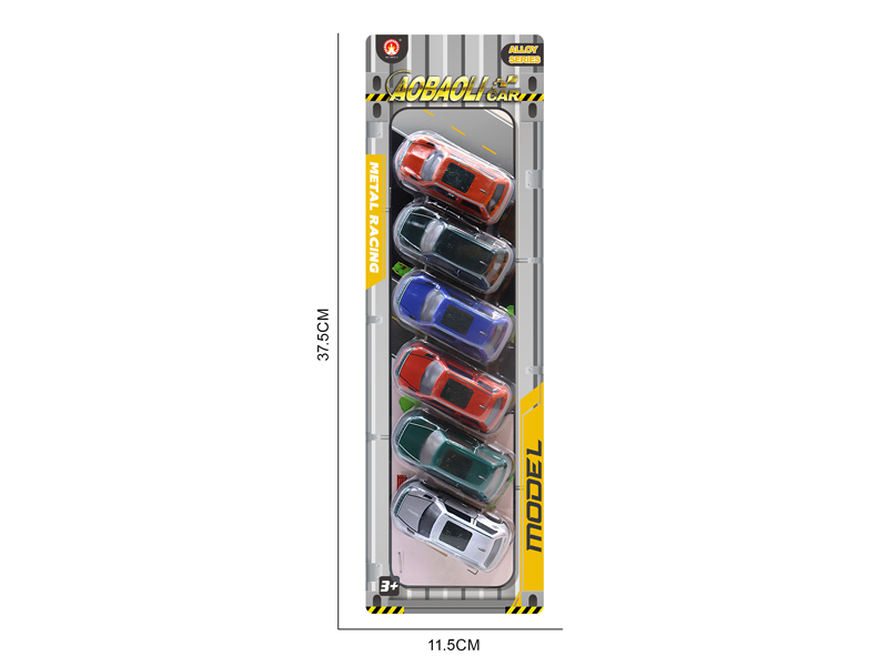 6PCS 7.5CM Pull Back Alloy Car