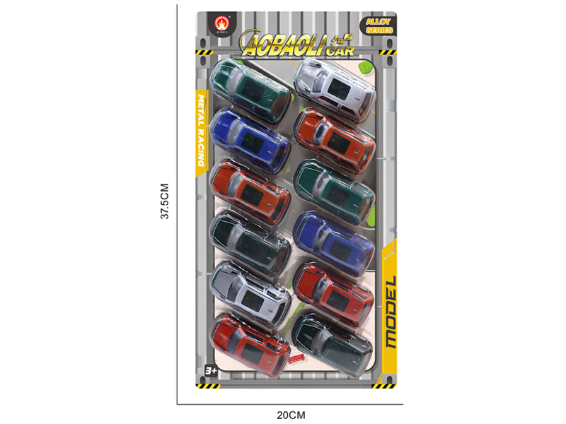 12PCS 7.5CM Pull Back Alloy Car