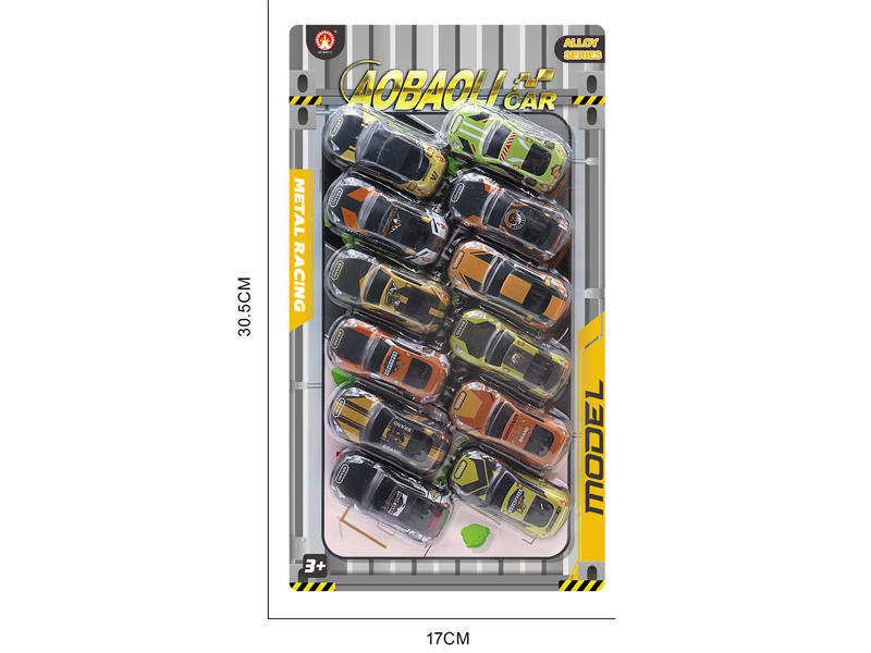 12PCS 6.8CM Pull Back Alloy Car