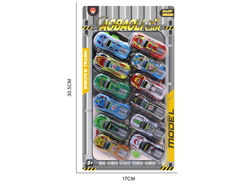 12PCS 6.8CM Pull Back Alloy Car