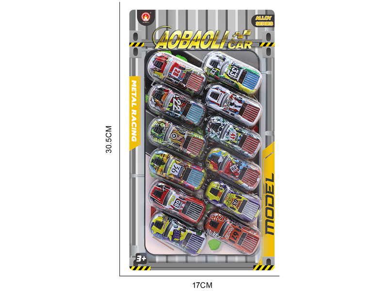 12PCS 6.8CM Pull Back Alloy Car
