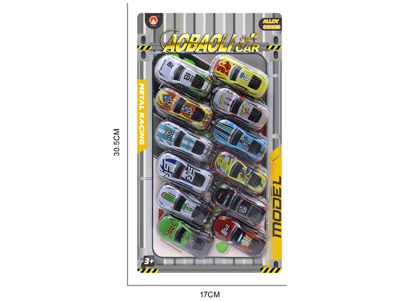 12PCS 6.8CM Pull Back Alloy Car