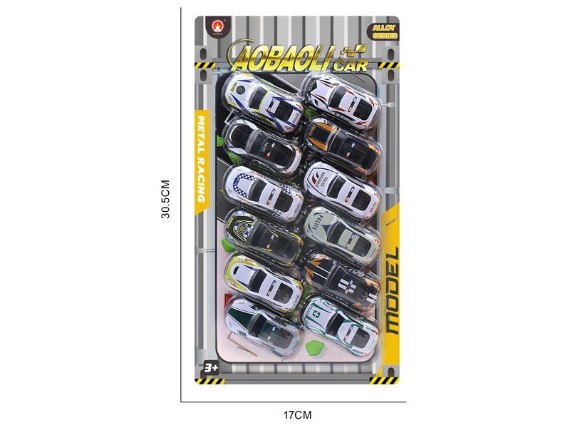 12PCS 6.8CM Pull Back Alloy Car