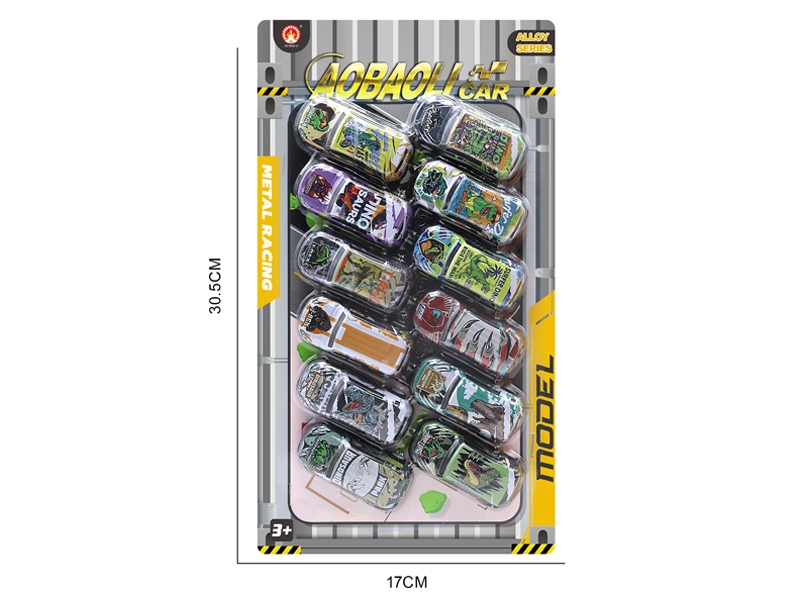12PCS 6.8CM Pull Back Alloy Car