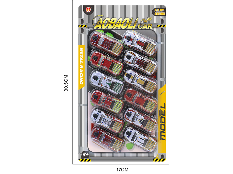 12PCS 6.8CM Pull Back Alloy Car