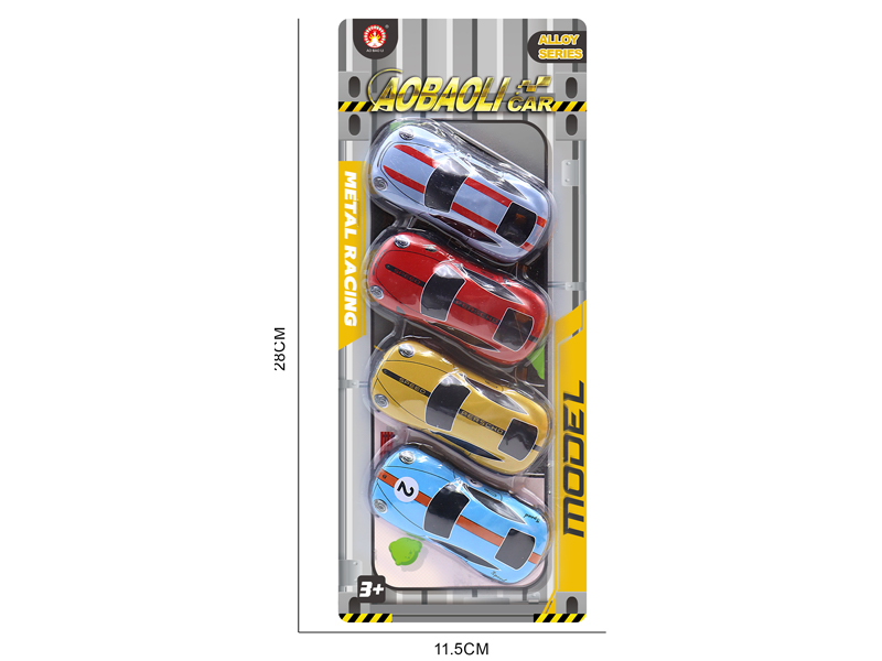 4PCS 8.6CM Pull Back Alloy Car