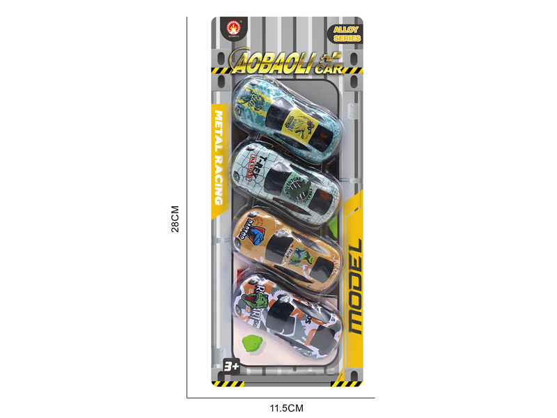 4PCS 7.5CM Pull Back Alloy Car