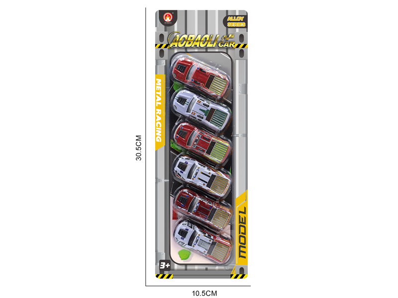 6PCS 6.8CM Pull Back Alloy Car