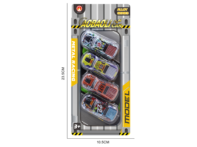 4PCS 6.8CM Pull Back Alloy Car