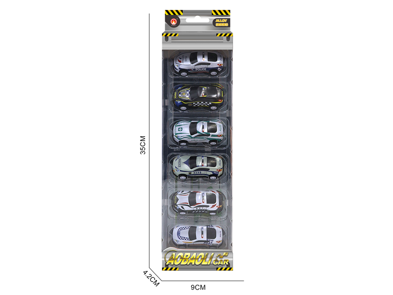 6PCS 6.8CM Pull Back Alloy Car