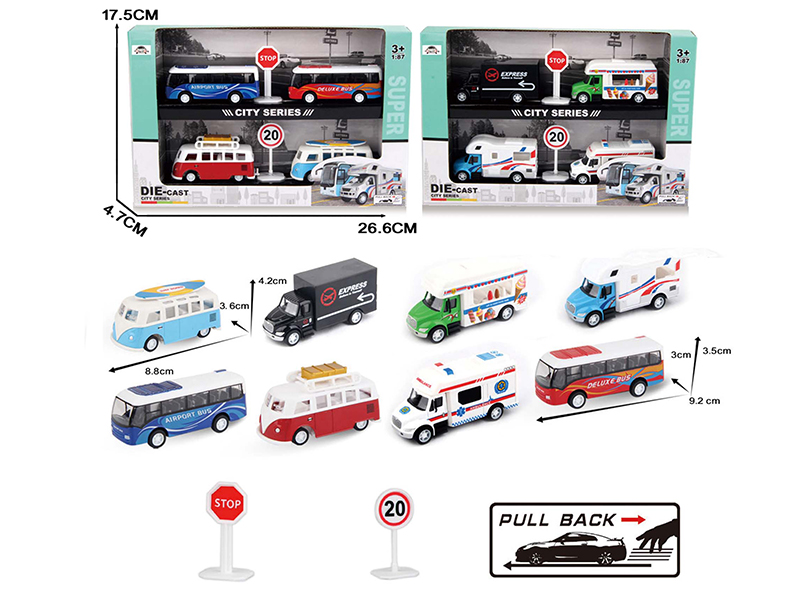1:87 Pull Back Alloy Simulated Car Set