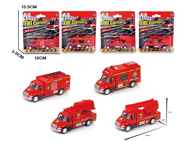 1:87 Pull Back Alloy Simulated Fire Engine Set