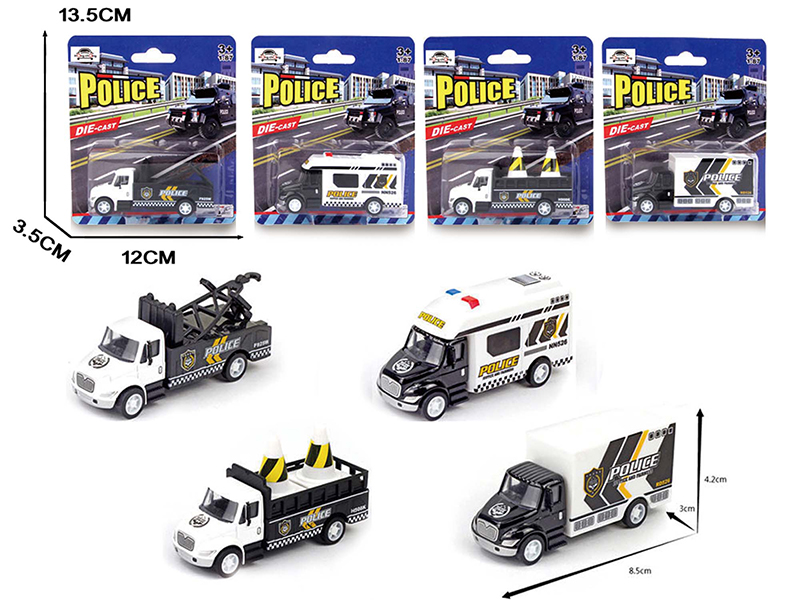 1:87 Pull Back Alloy Simulated Police Car Set