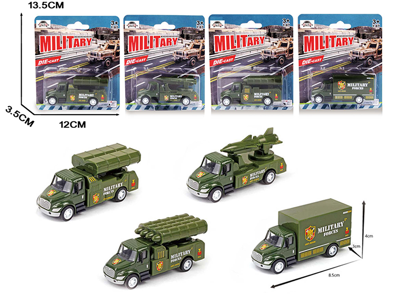 1:87 Pull Back Alloy Simulated Military Truck Set