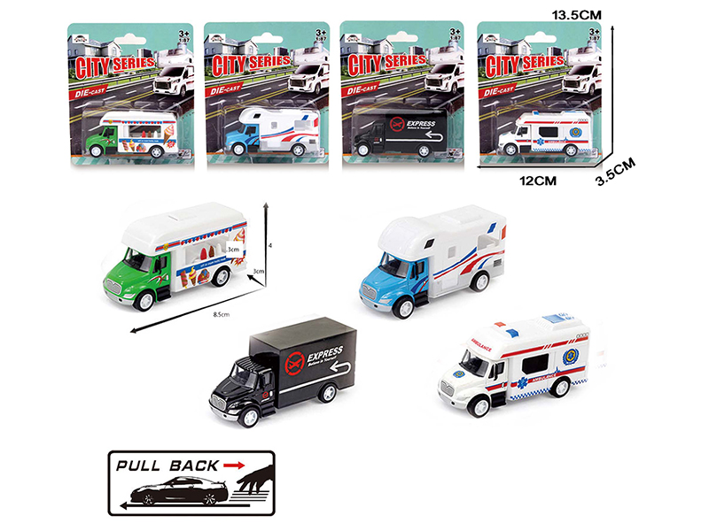 1:87 Pull Back Alloy Simulated City Car Set